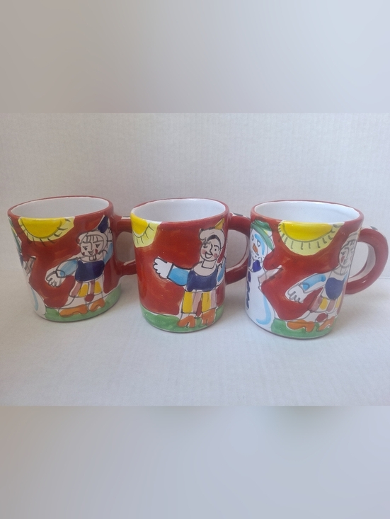la Musa Other - La Musa Ceramiche Christmas Coffee Mugs Hand Painted Holiday Colorful Lot Of 3